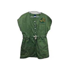 Old Navy Green Toddler Romper Embroidered Sunflower Size 4T NWT